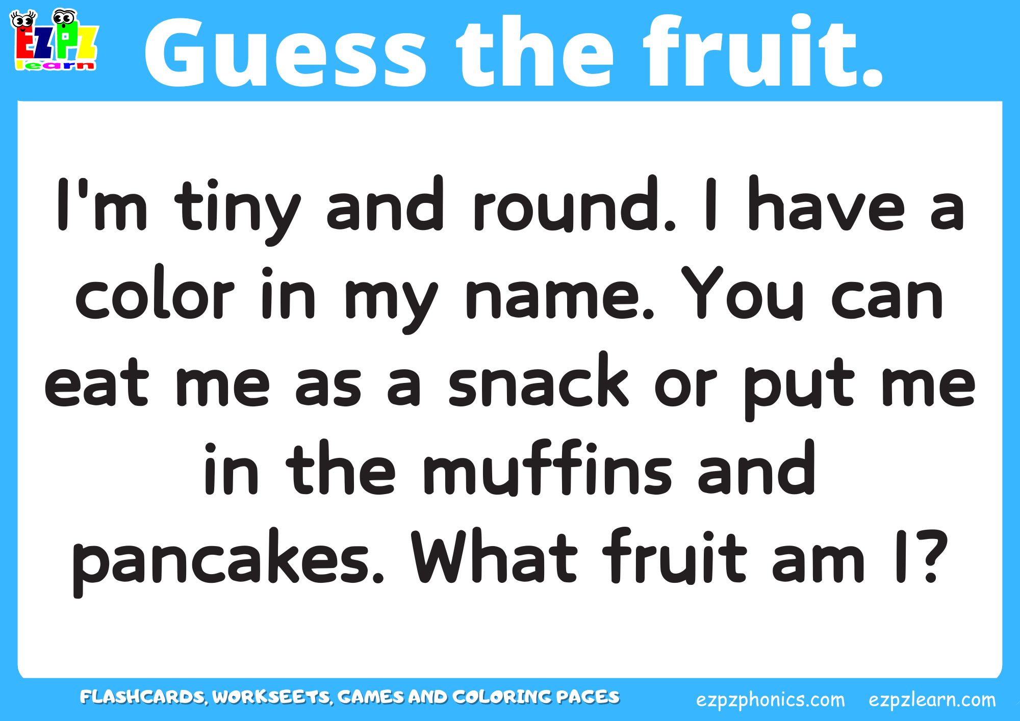 Fruit Guessing Game for Kids and ESL Students. Read the clues and then